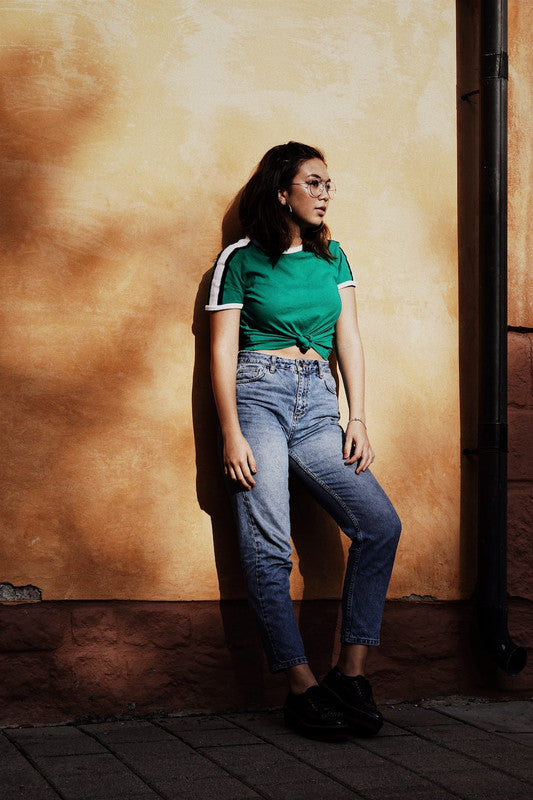 High Waisted Tapered Denim