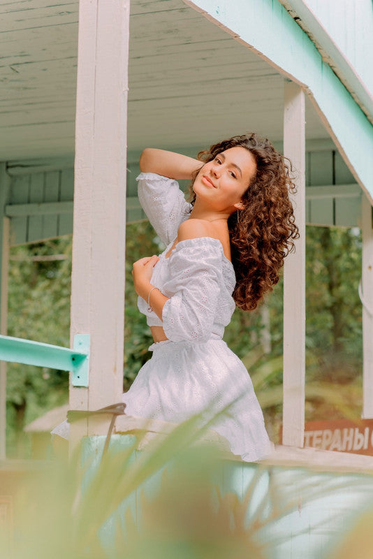 Slate Off Shoulder Mini Dress